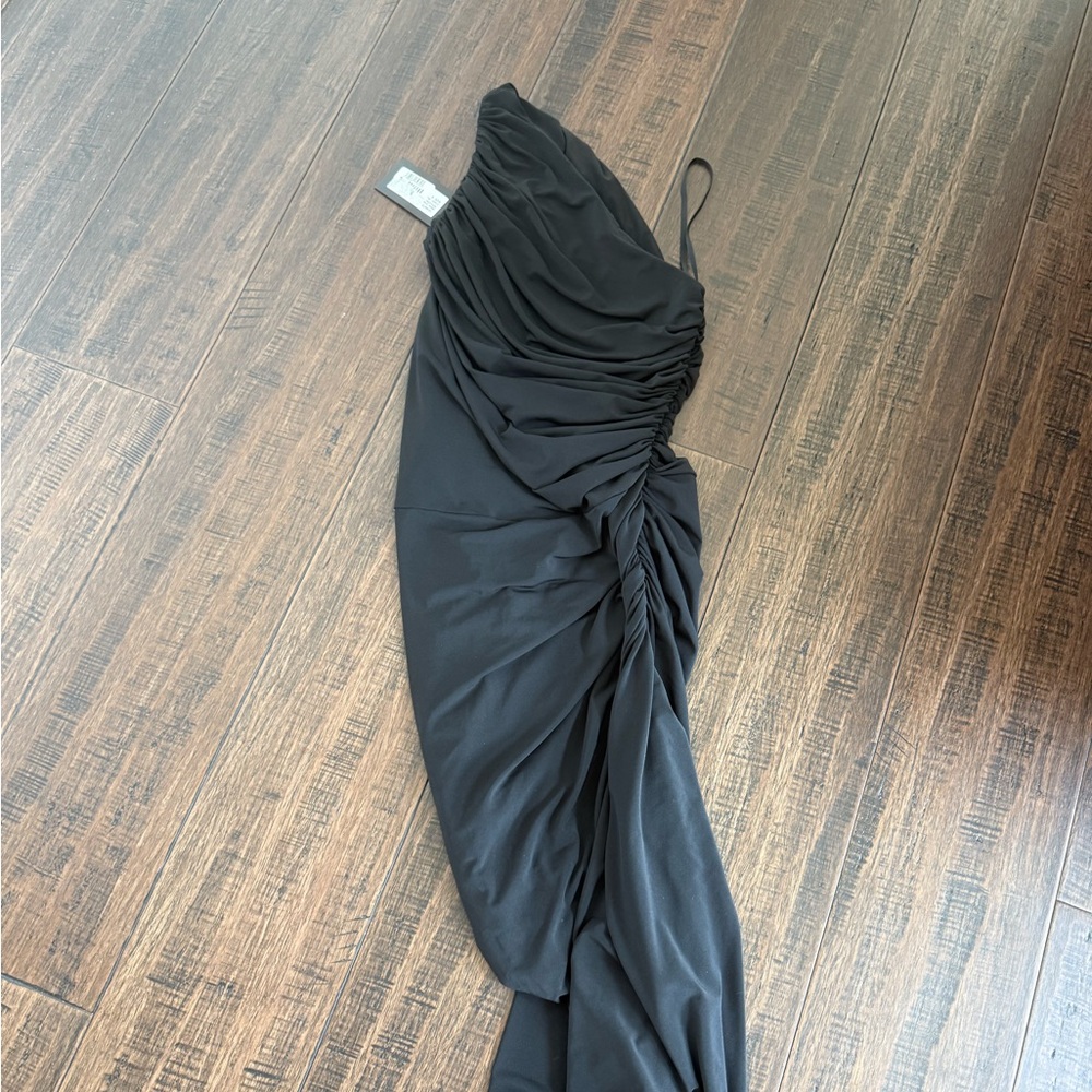 Halston Heritage One Shoulder Black Dress